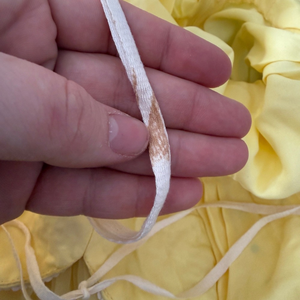 Vintage Womens 6 Butter Yellow Fairy Regency Babydoll Halter Prom Dress Ethereal - Picture 13 of 13